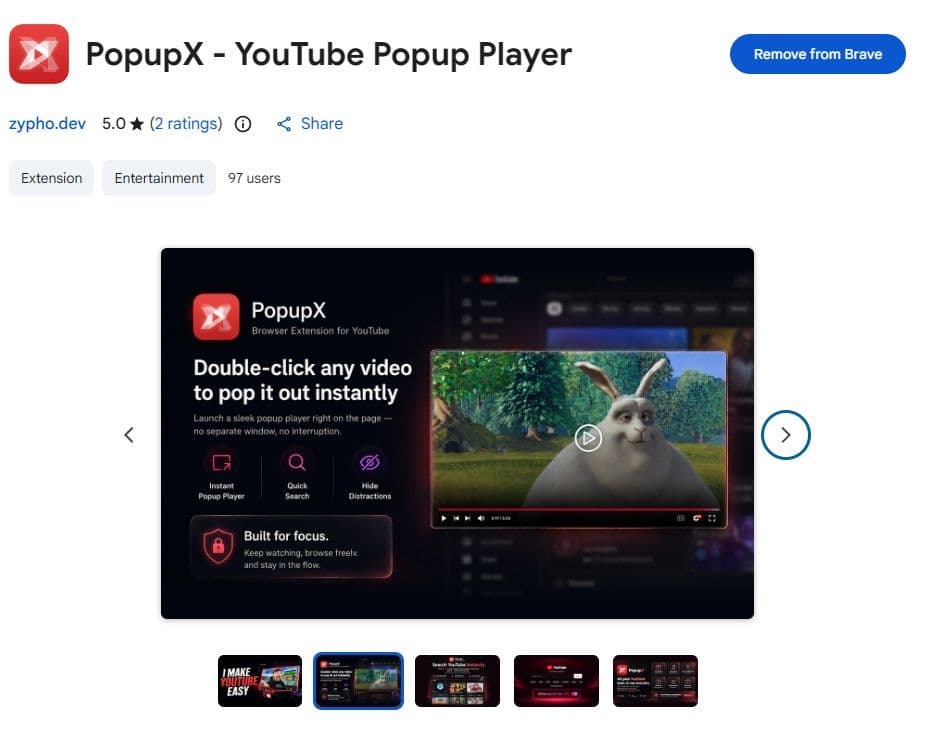 Extension PopupX Buatan Developer Lokal yang membuat nonton Youtube Lebih Fleksibel
